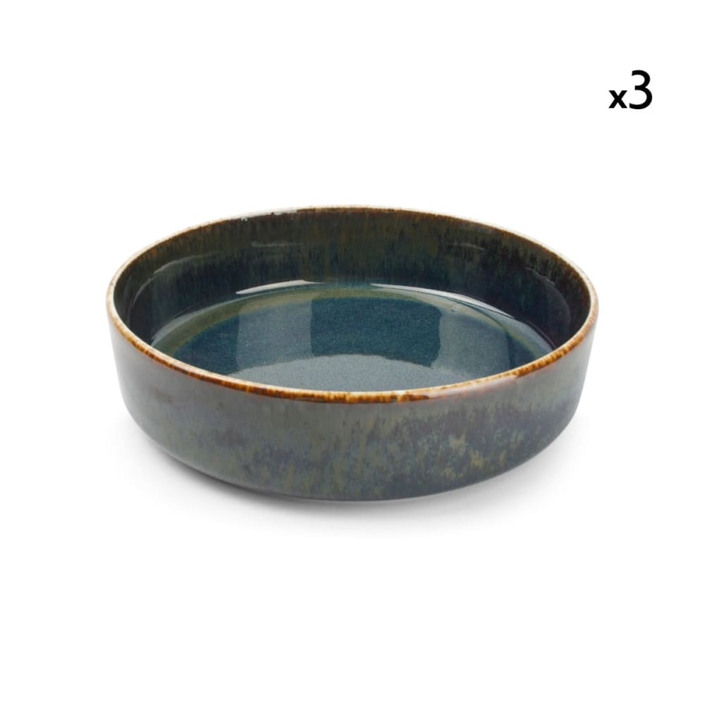 Lot de 3 assiettes creuse bleu en porcelaine 19xh5cm