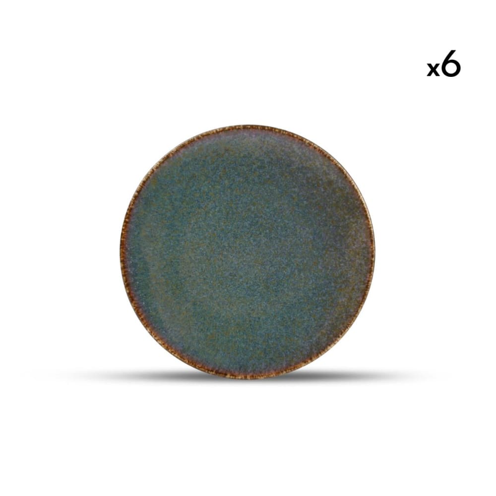 Lot de 6 assiettes vert en porcelaine 16cm