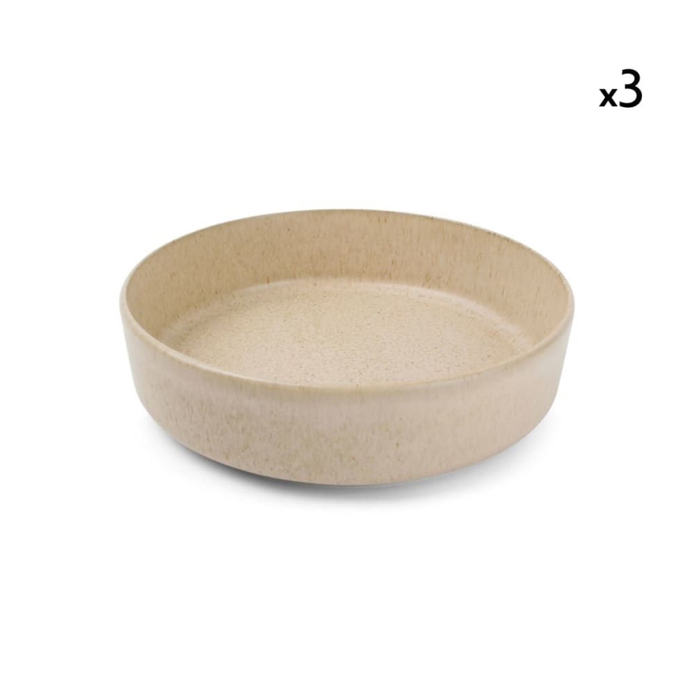 Lot de 3 assiettes creuse beige en porcelaine 19xh5cm