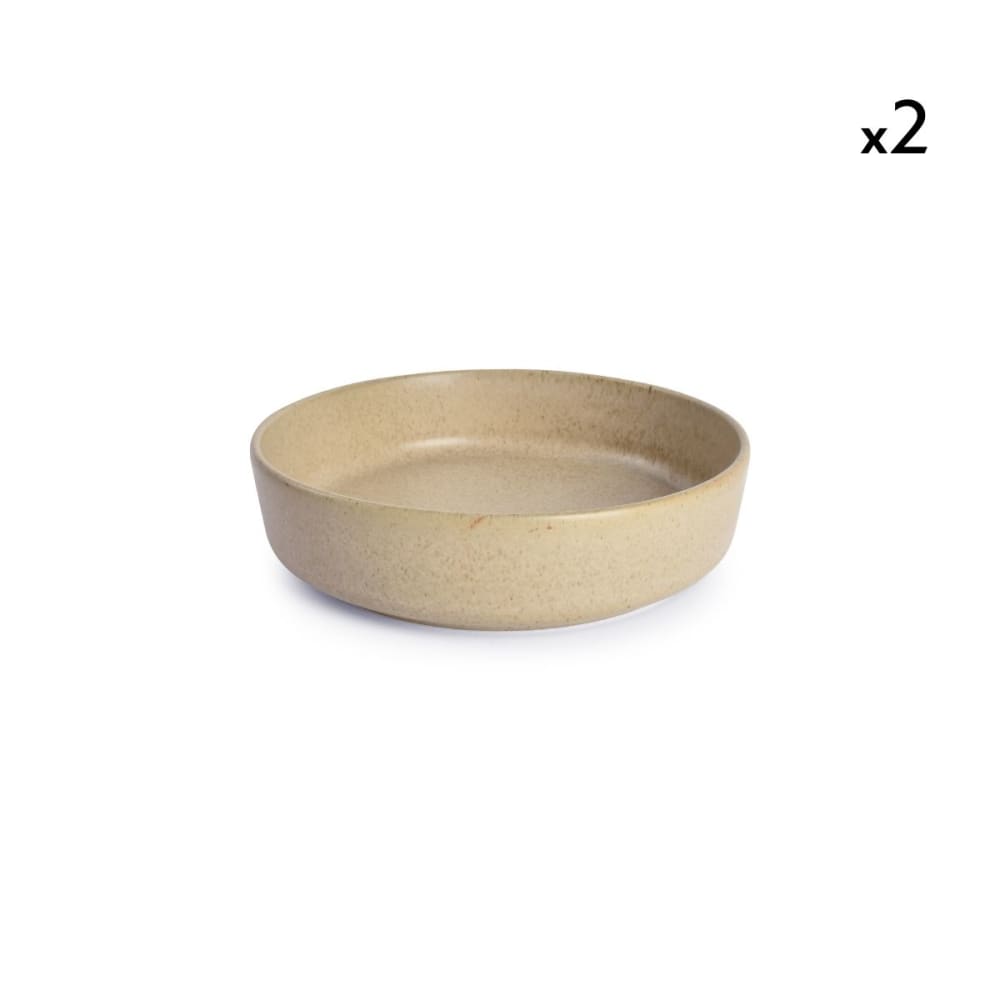 Lot de 2 assiettes creuse beige en porcelaine 16xh4cm