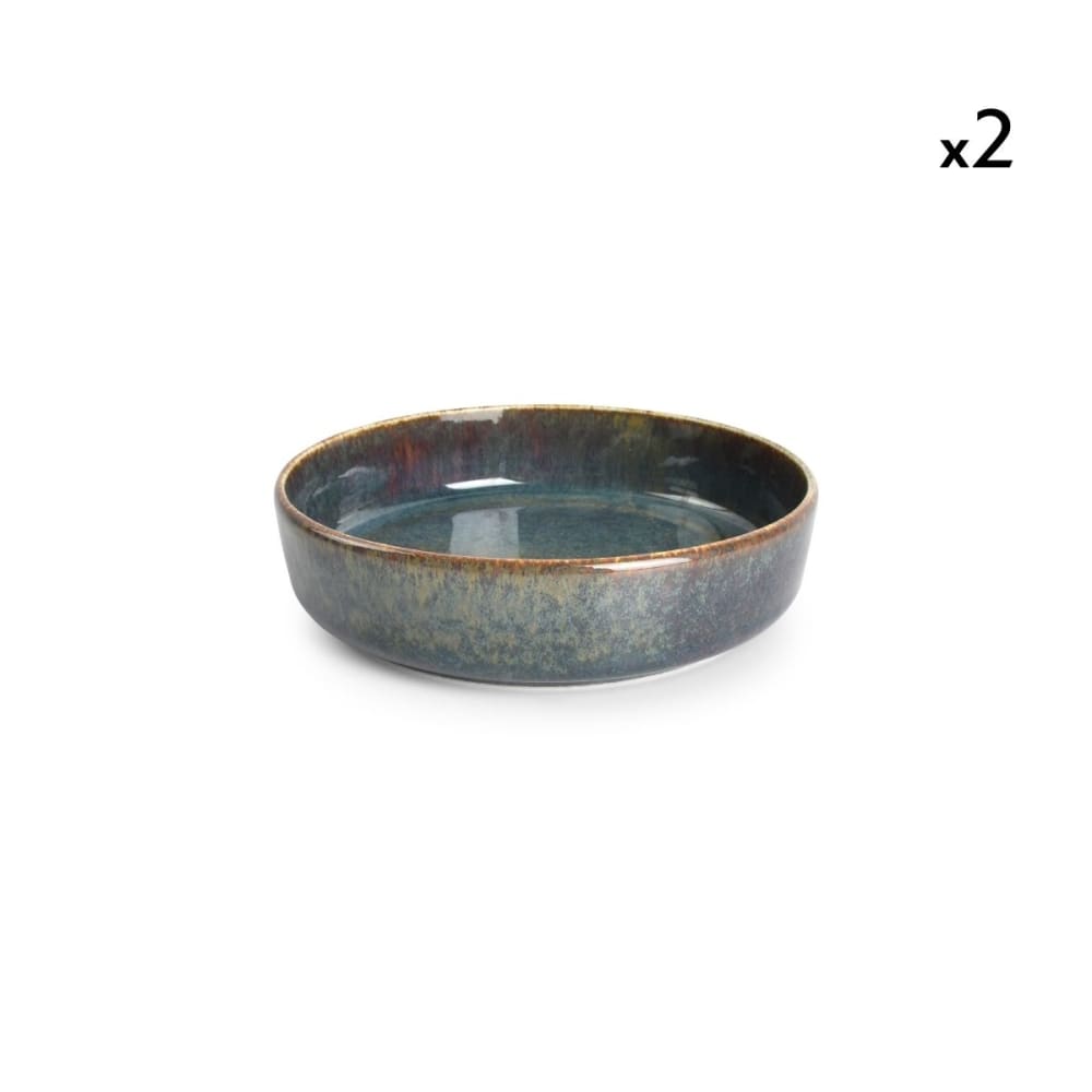 Lot de 2 assiettes creuse bleu en porcelaine 16xh4cm