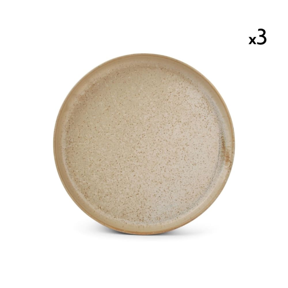 Lot de 3 assiettes beige en porcelaine 20cm