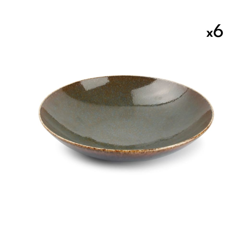 Lot de 6 assiettes creuse vert en porcelaine 21xh5cm