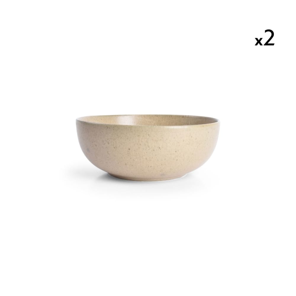 Lot de 2 bols beige en porcelaine 16xh5,5cm