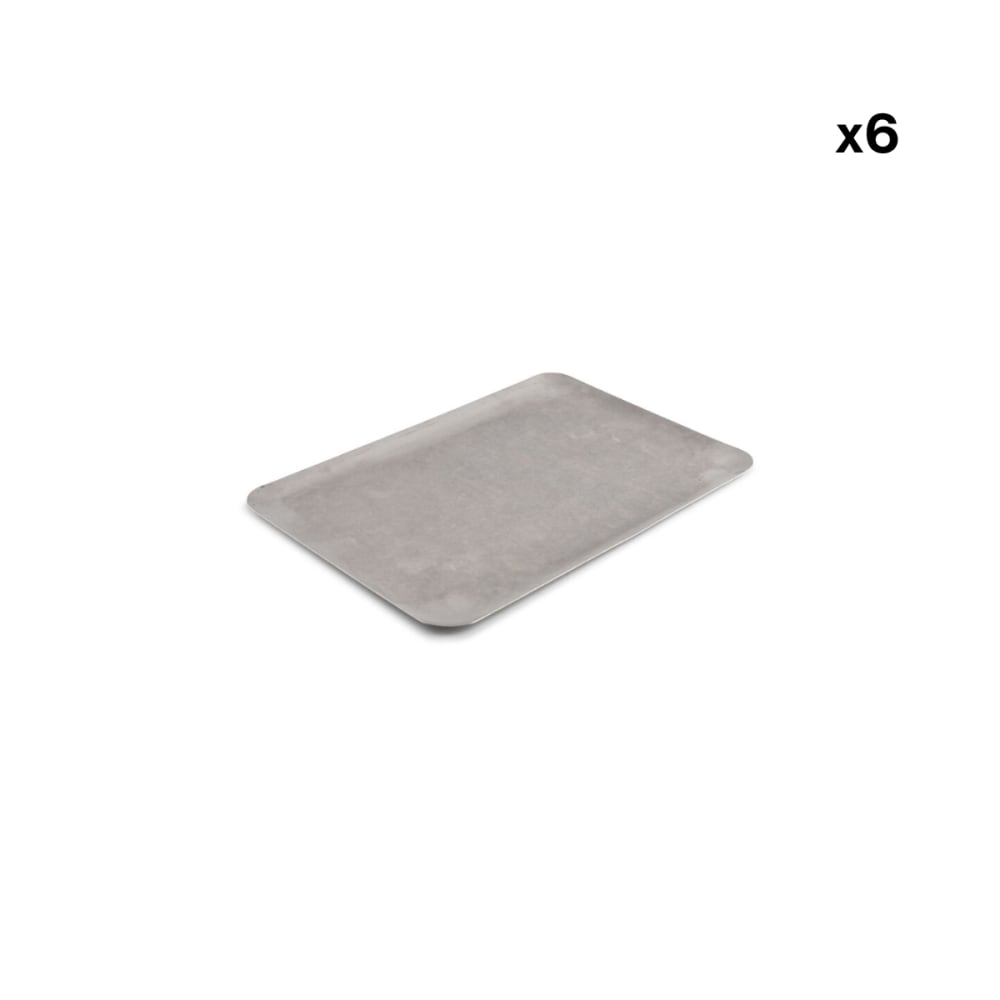 Lot de 6 plateau de service argent en métaux 30x20xh1cm