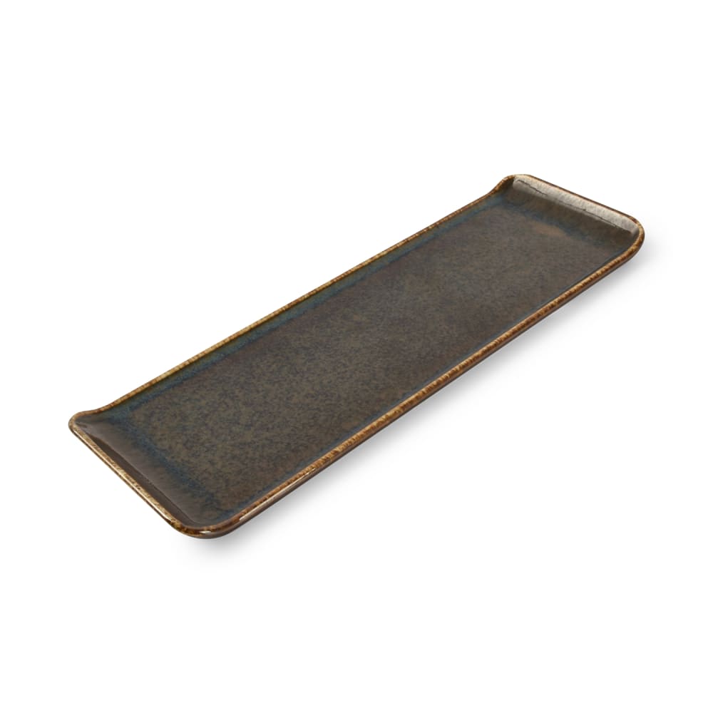 Lot de 6 plats de service vert en porcelaine 30x9,5cm