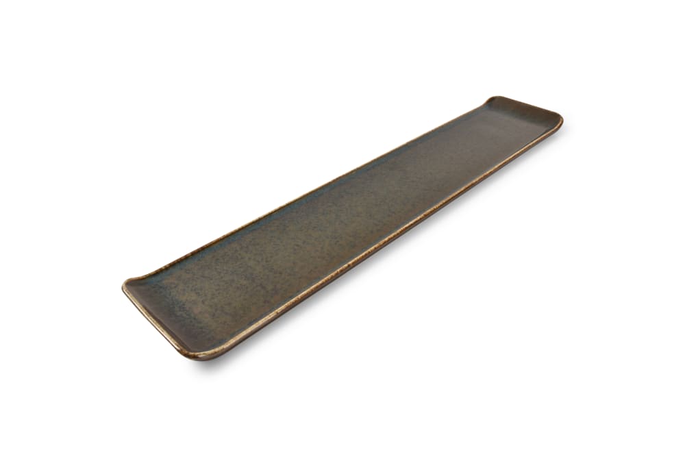 Lot de 6 plats de service vert en porcelaine 46,5x9,5cm