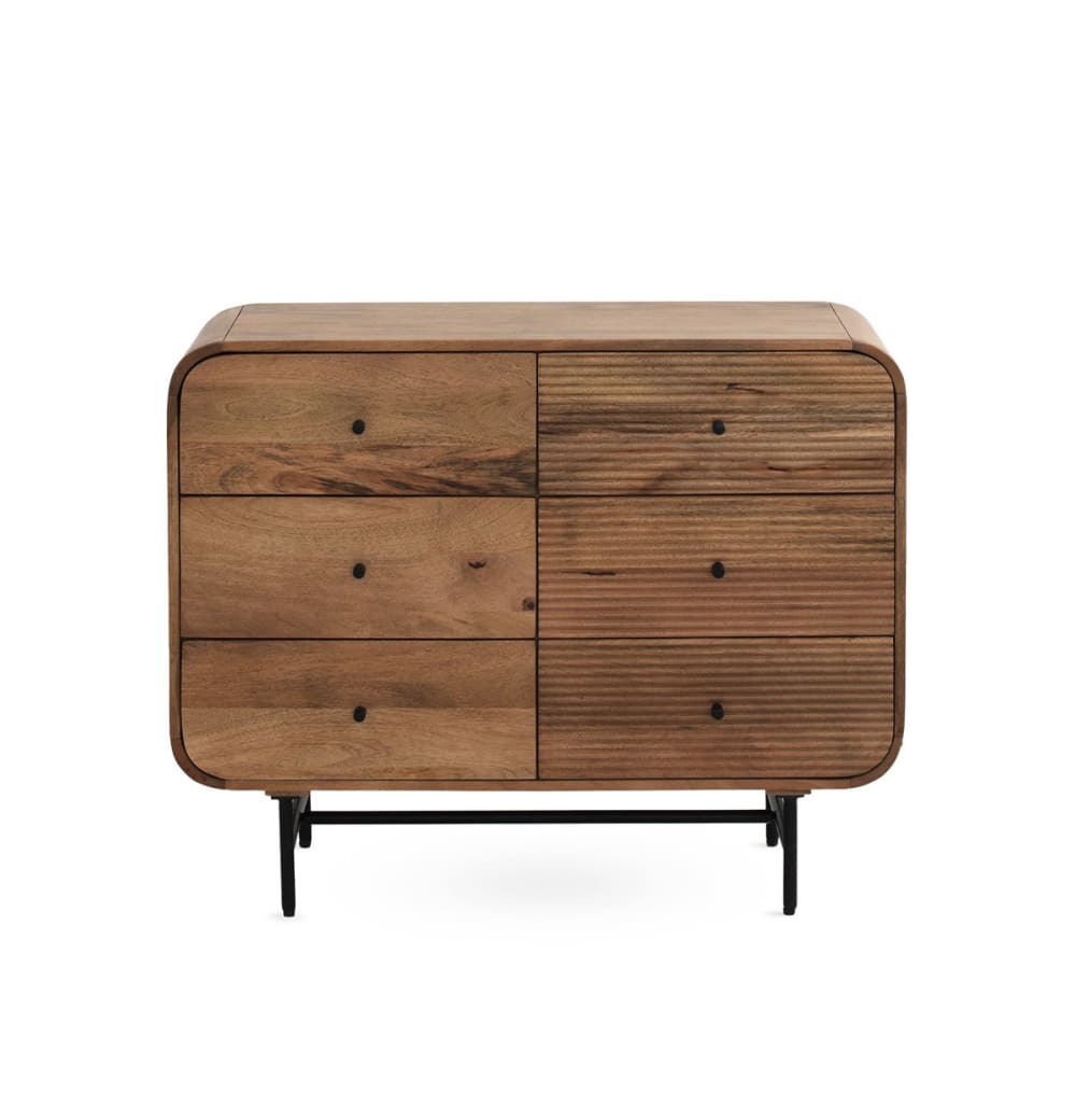 GEESE HOME Kommode aus massivem Mangoholz mit 6 Schubladen Braun