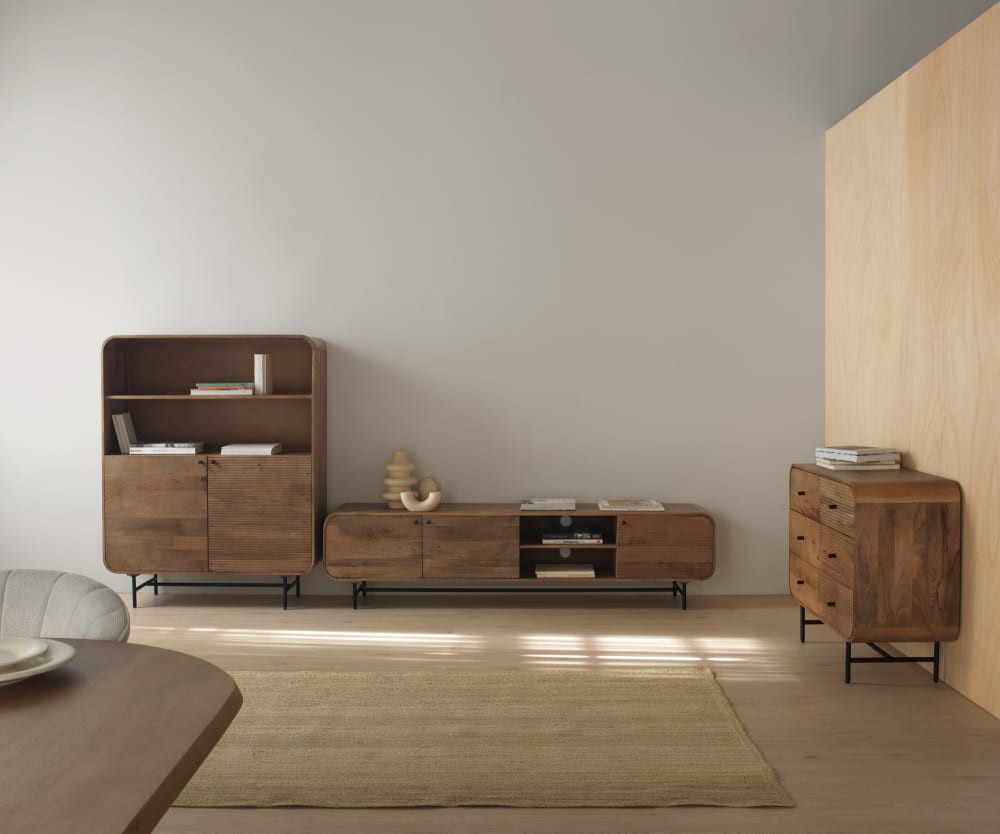 Kommode aus massivem Mangoholz mit 6 Schubladen - Maisons Du