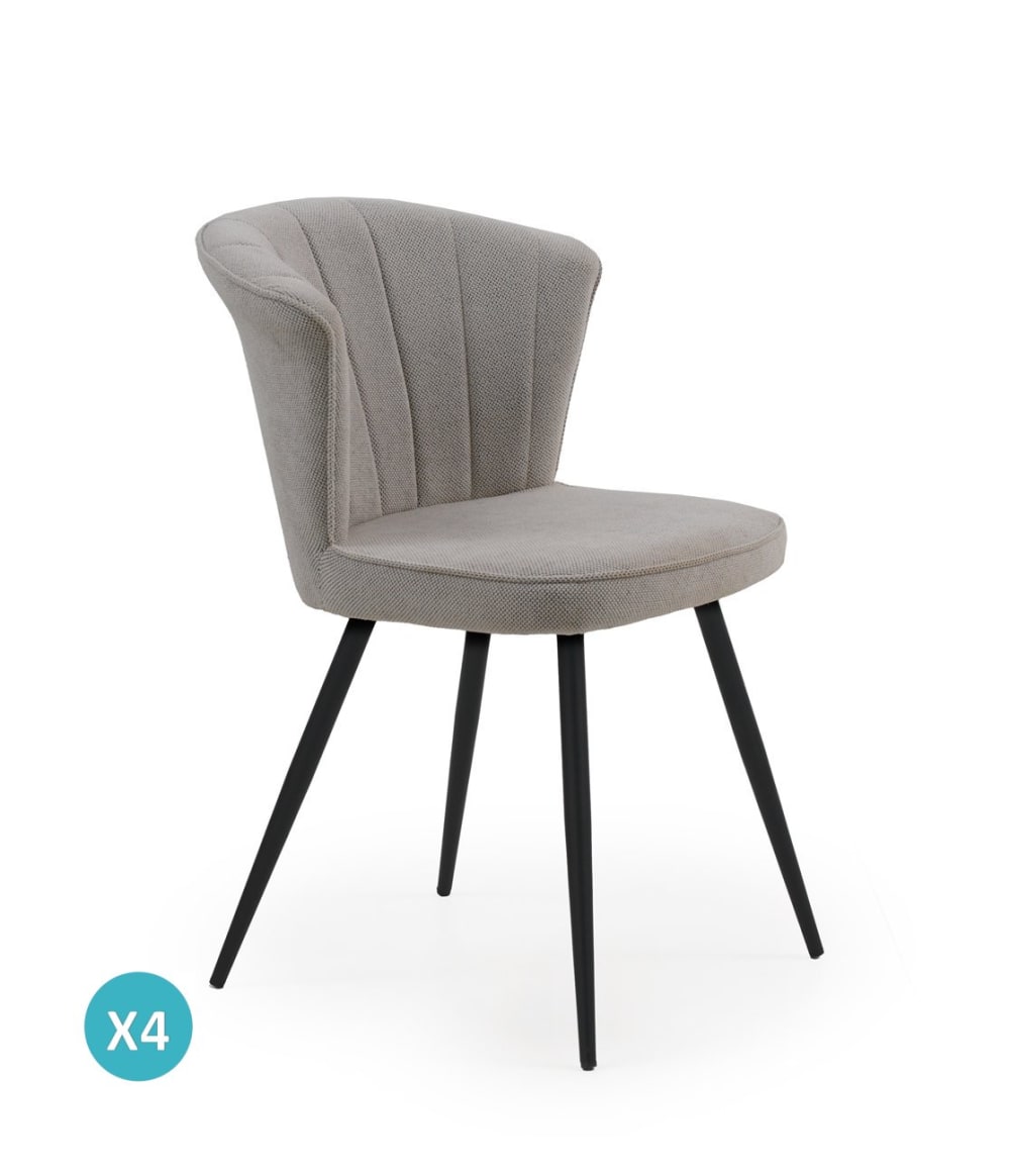 Lot de 4 chaises tapissées couleur cappuccino pieds métal noir