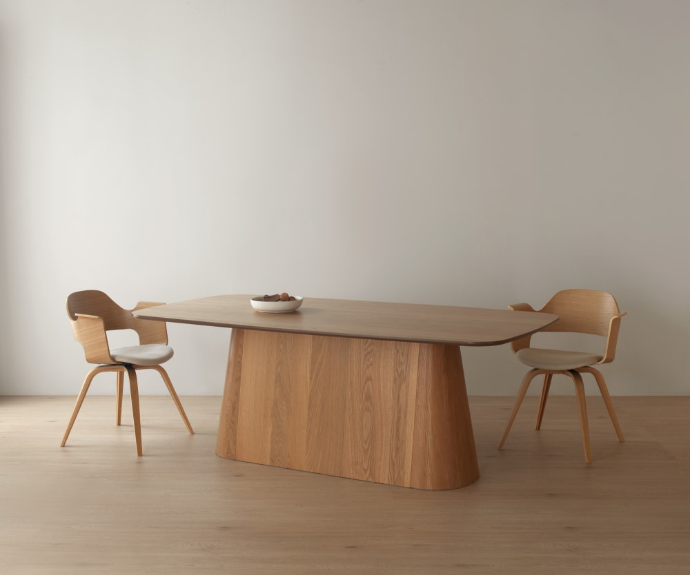 4er-Set Sessel Eichensperrholz, gepolsterter Sitz - Maisons Du