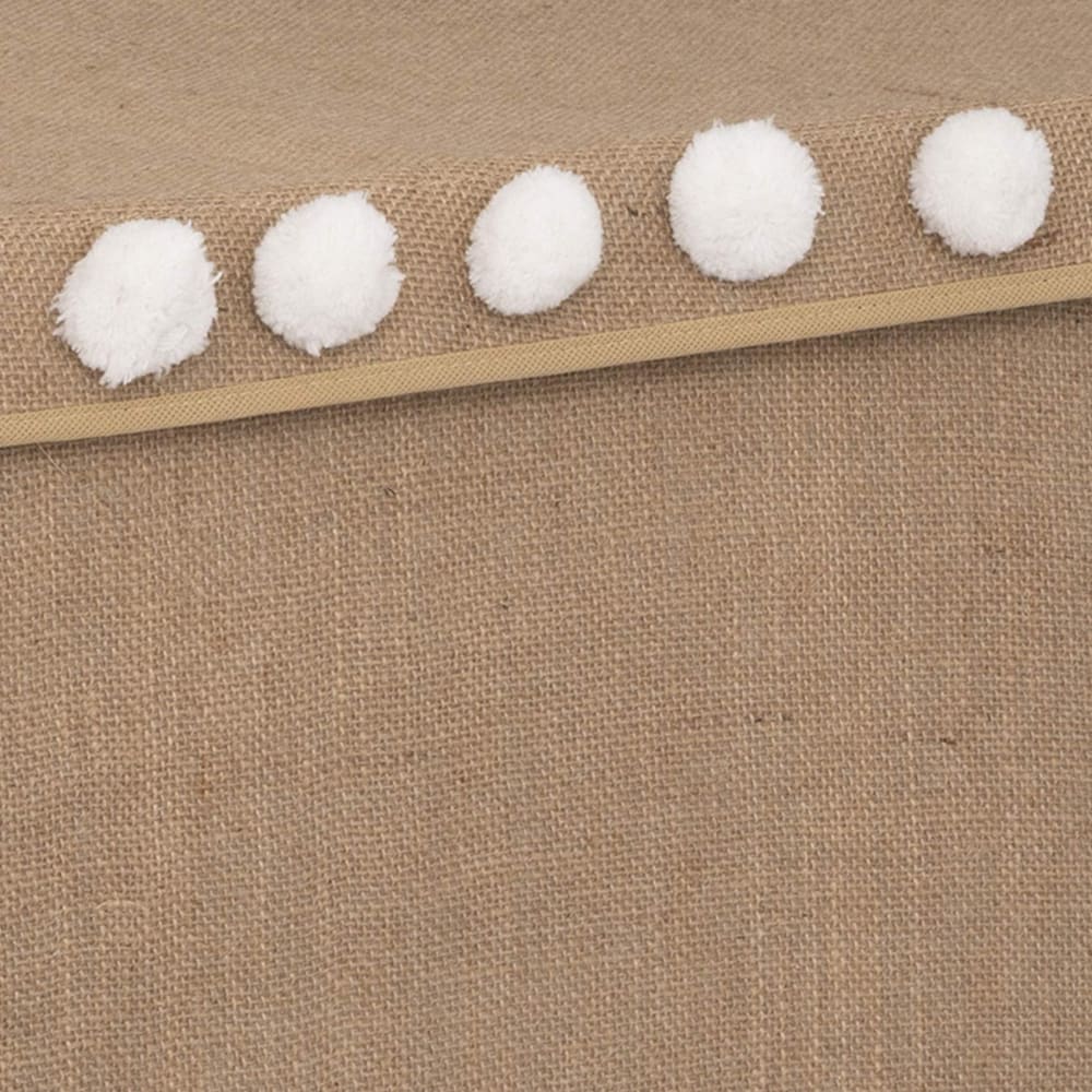Coffre à jouets en intissé et pompons jute marron clair 36x36xh. 57 cm (Home Maison) - Image 2