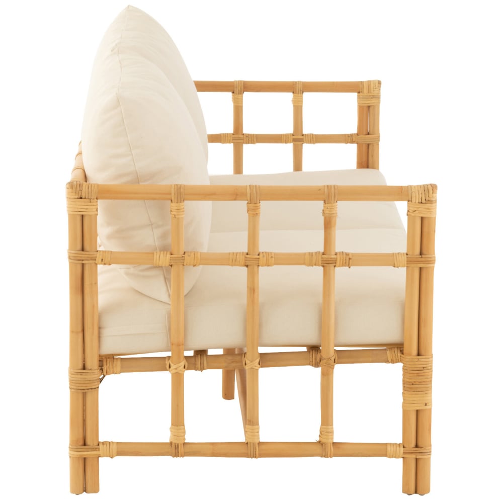 Canapé deux places en rotin avec coussins coton/lin/polyester/rotin