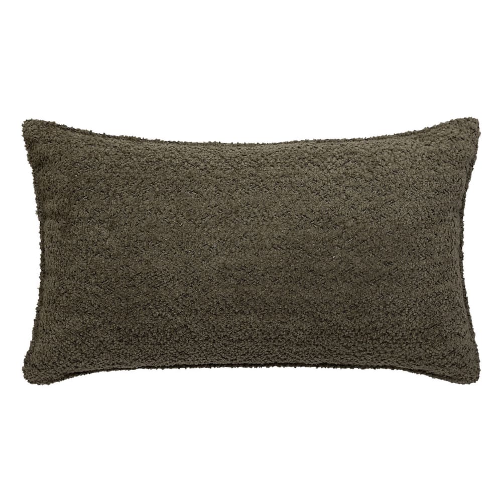 Coussin déhoussable bouclette rectangle polyester kaki 7 x 50