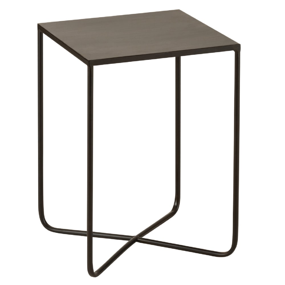 Table gigogne en métal avec pied en croix noir 35 x 35
