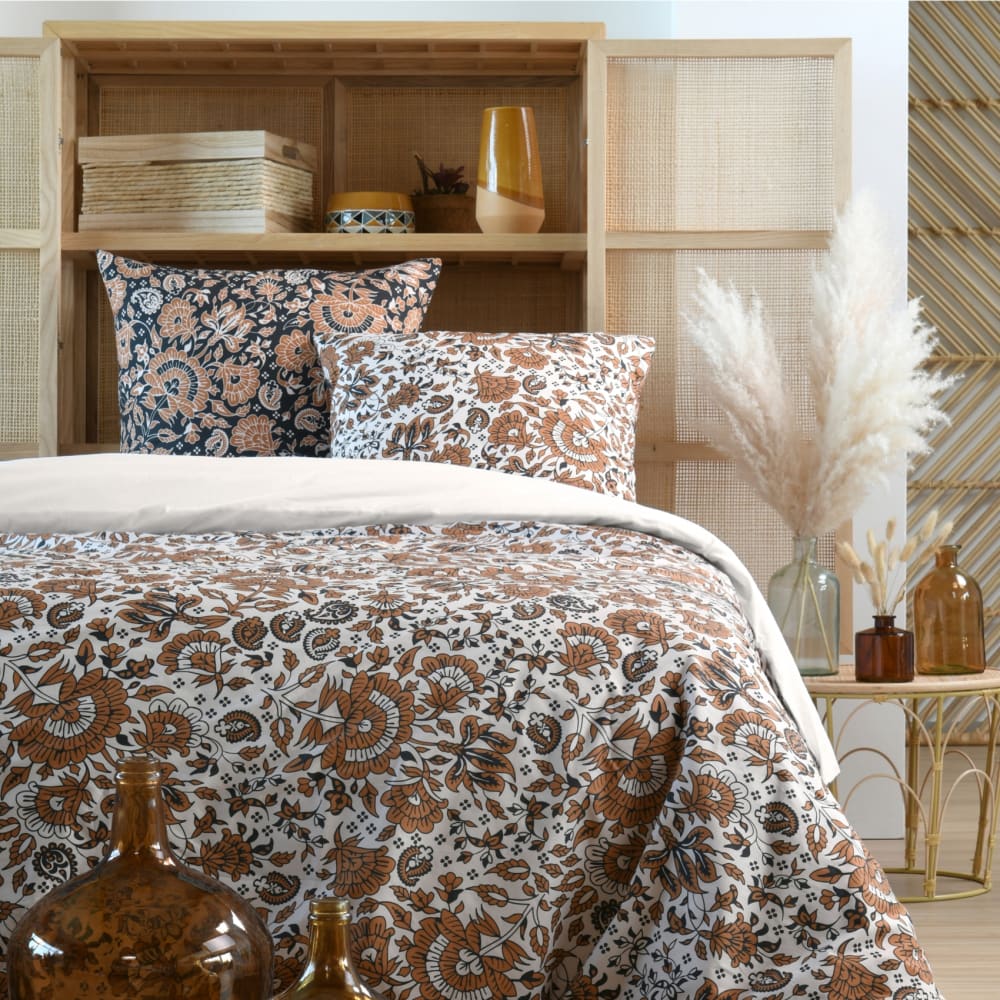 Parure de lit 240x220 cm motif perse coton jaune moutarde 240x220 cm