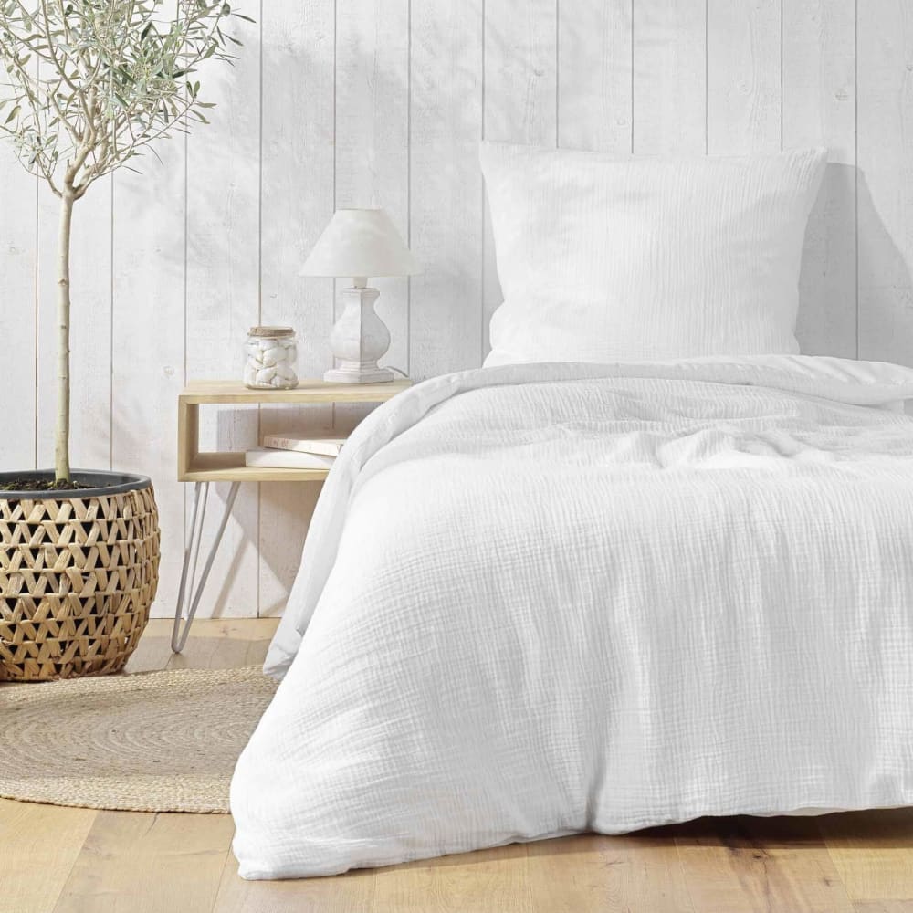 Parure de lit gaze de coton angelia blanc 140x200 cm