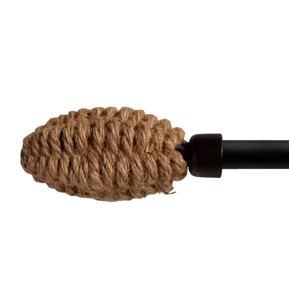 Tringle noire extensible embouts naturels métal noir 210-380 cm