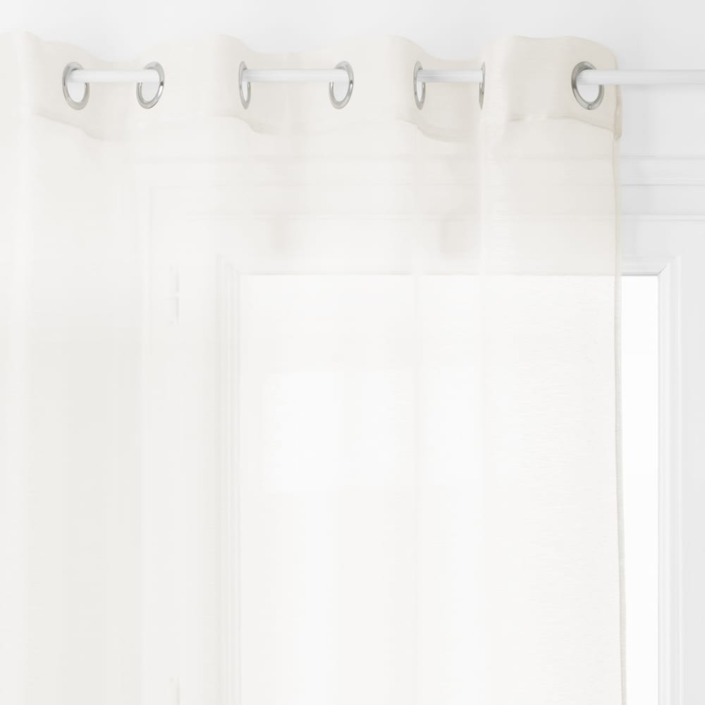 Voilage fin uni à oeillets polyester ivoire 135x240 cm