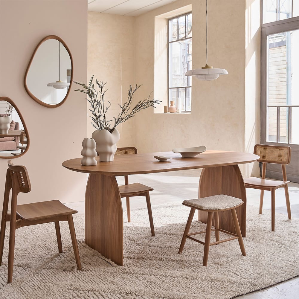 BERAH GETAH Ovaler Tisch aus massivem Teakholz 6/8 Pers style modern Beige