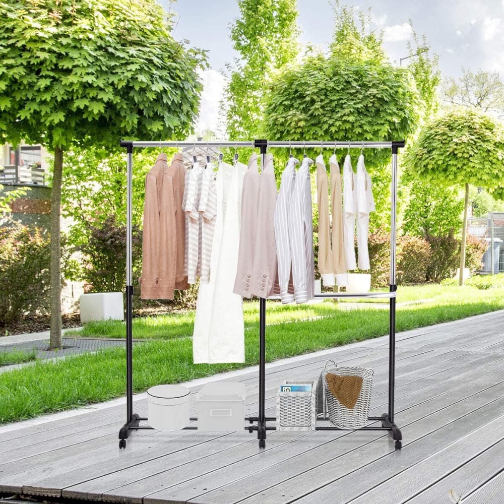 Portant à vêtements réglable en hauteur et en longueur