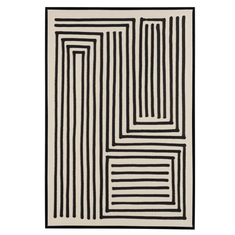 Décoration murale C - 83x123cm lignes abstraites, cadre noir