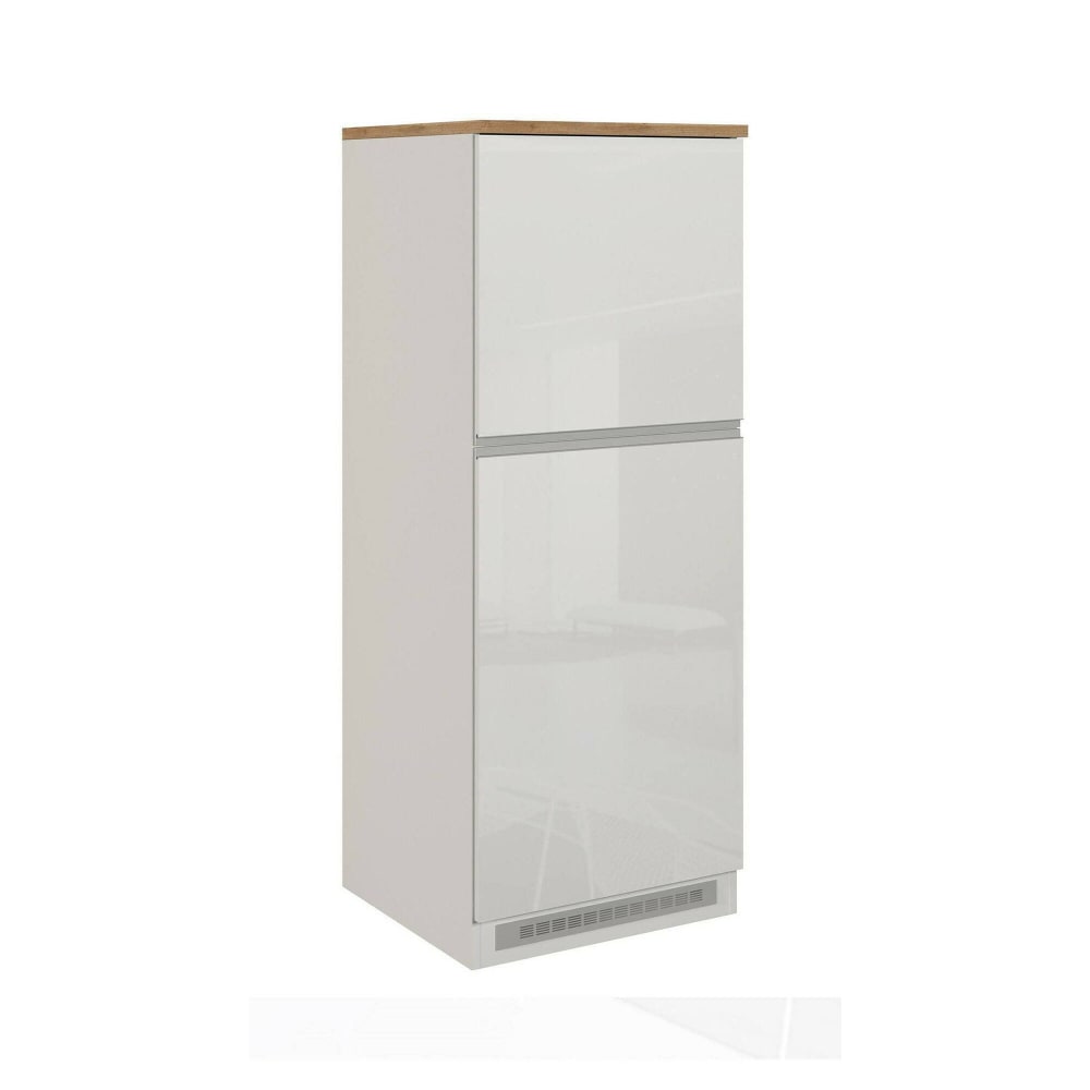 Buffet de Cuisine effet bois blanc brillant, chêne clair 60x60h165 cm