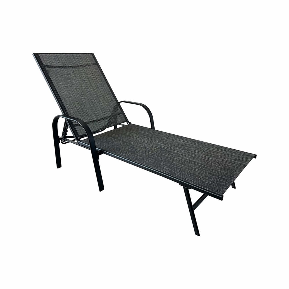 Transat pliable en acier et polyester gris foncé