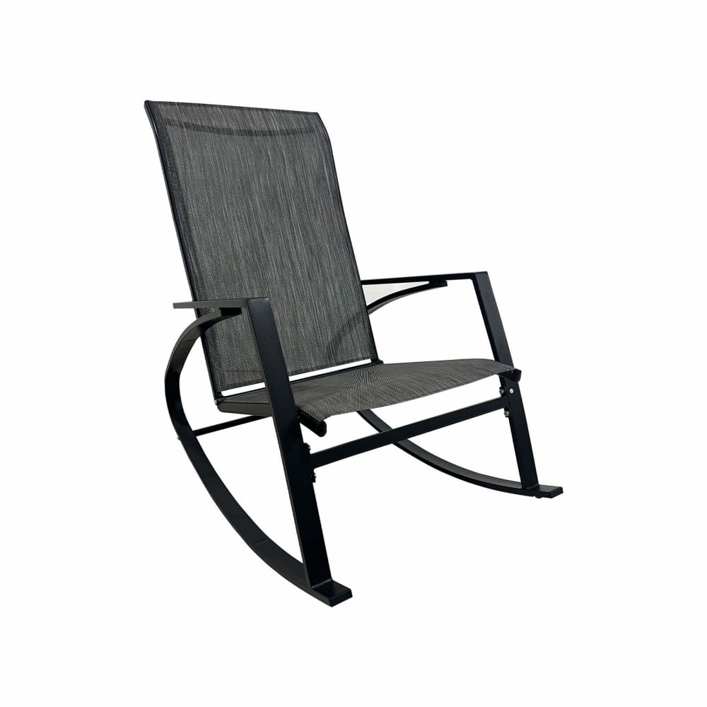 Chaise à bascule d'extérieur en acier et polyester, gris foncé