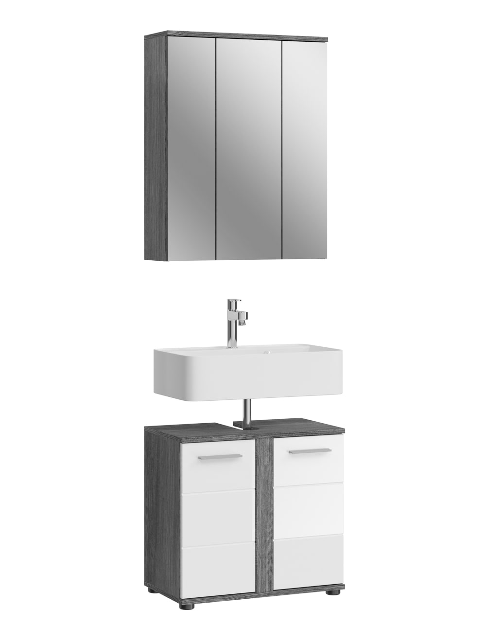 Bad-Set Aus Spanplatte, 64X191X34 Cm, Rauchsilber