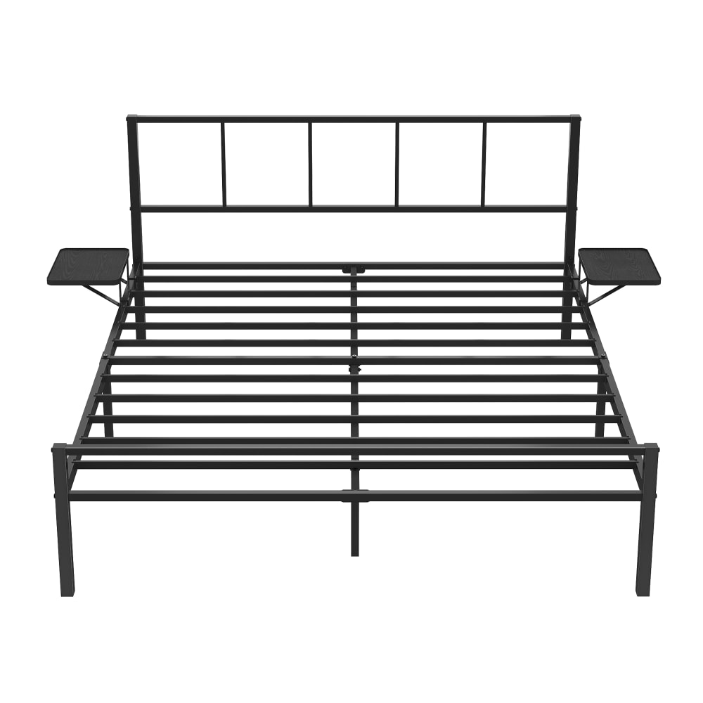 Cadre de lit avec étagères adapté pour matelas 140 x 190 cm noir mat