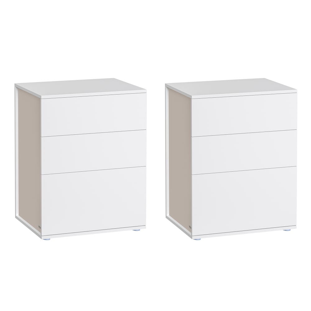 Tables de chevet lot de 2 avec 3 tiroirs blanc
