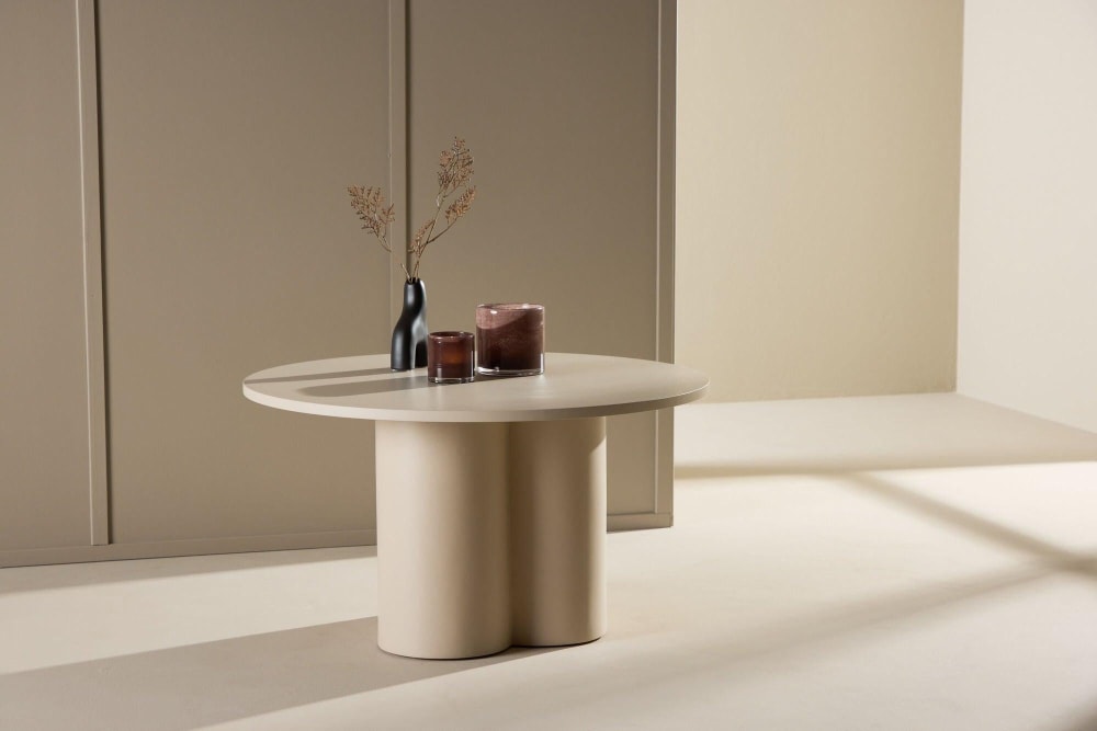 Table basse ronde en bois ø80cm - beige