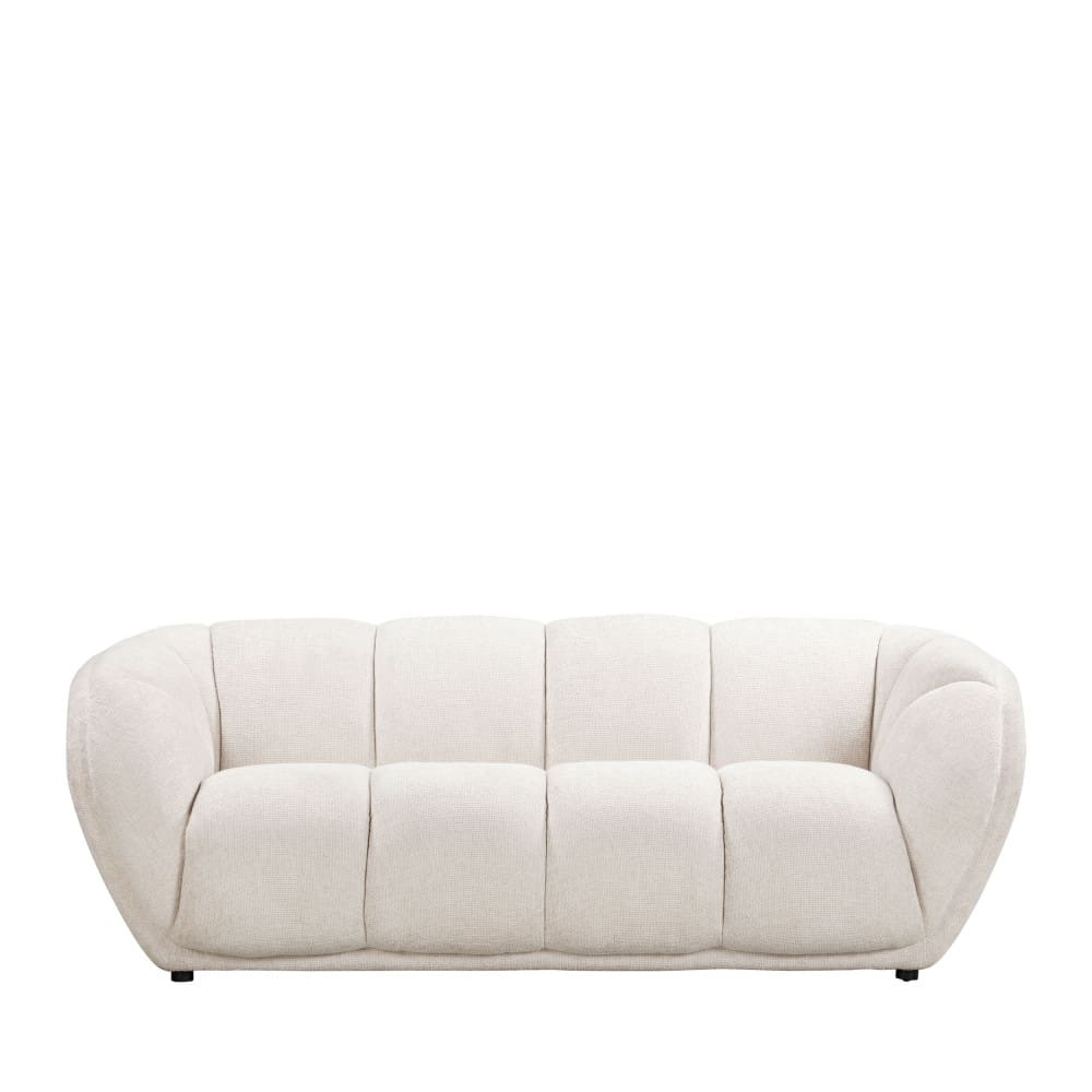 Canapé droit 3 places en tissu à forme arrondie - Écru