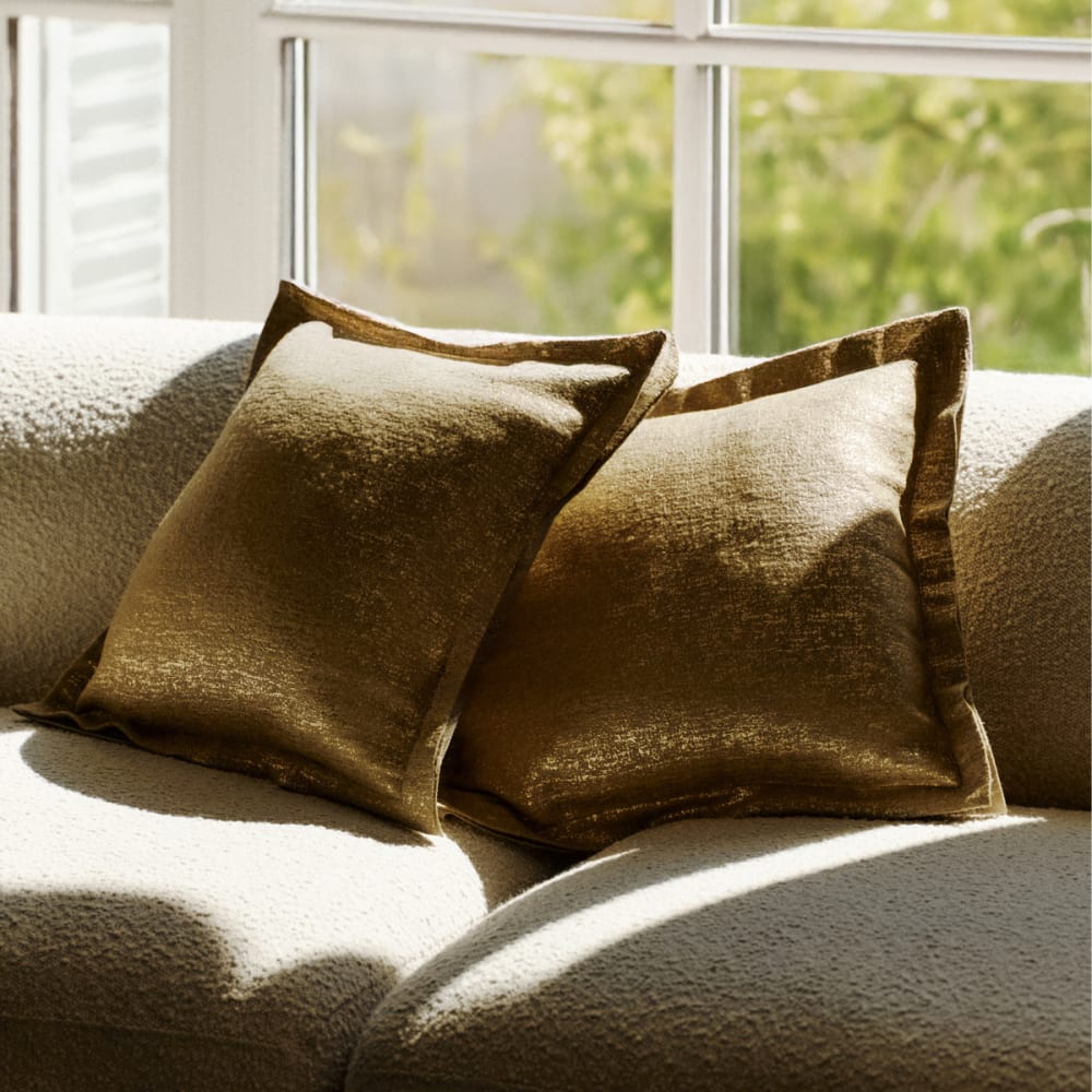 Housse de coussin décorative en flanelle dorée h40 — vue 3