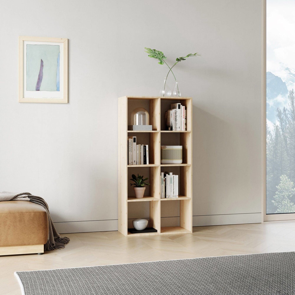 Etagère 4x2 cases en bois massif