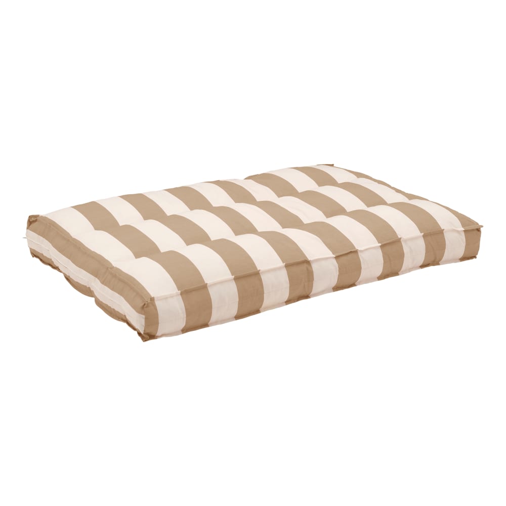 Coussin matelas palette en polyester rayure beige 120 x 80 cm