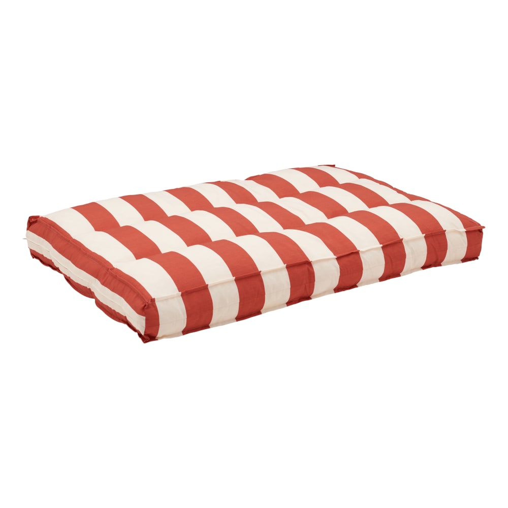 Coussin matelas palette en polyester rayure rouge 120 x 80 cm