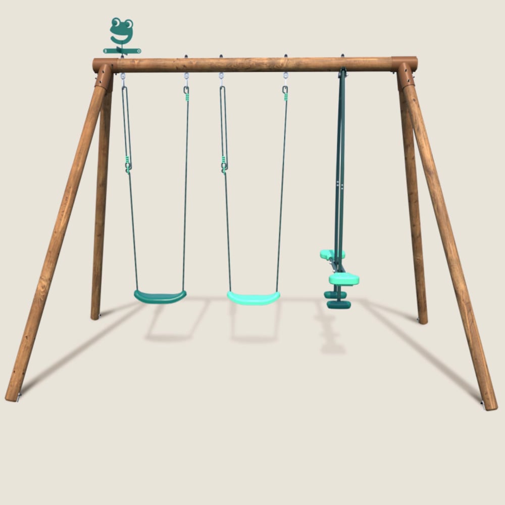 Balançoire en bois traité 3 agrès