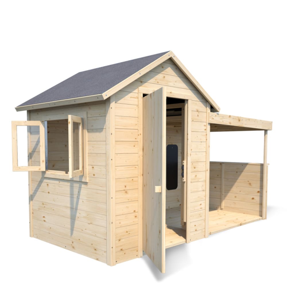 Cabane en bois avec préau sarah