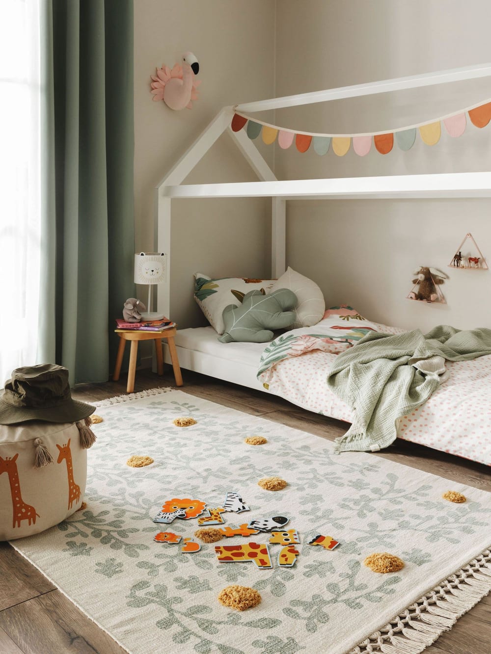 Tapis enfant crème/vert 120x170