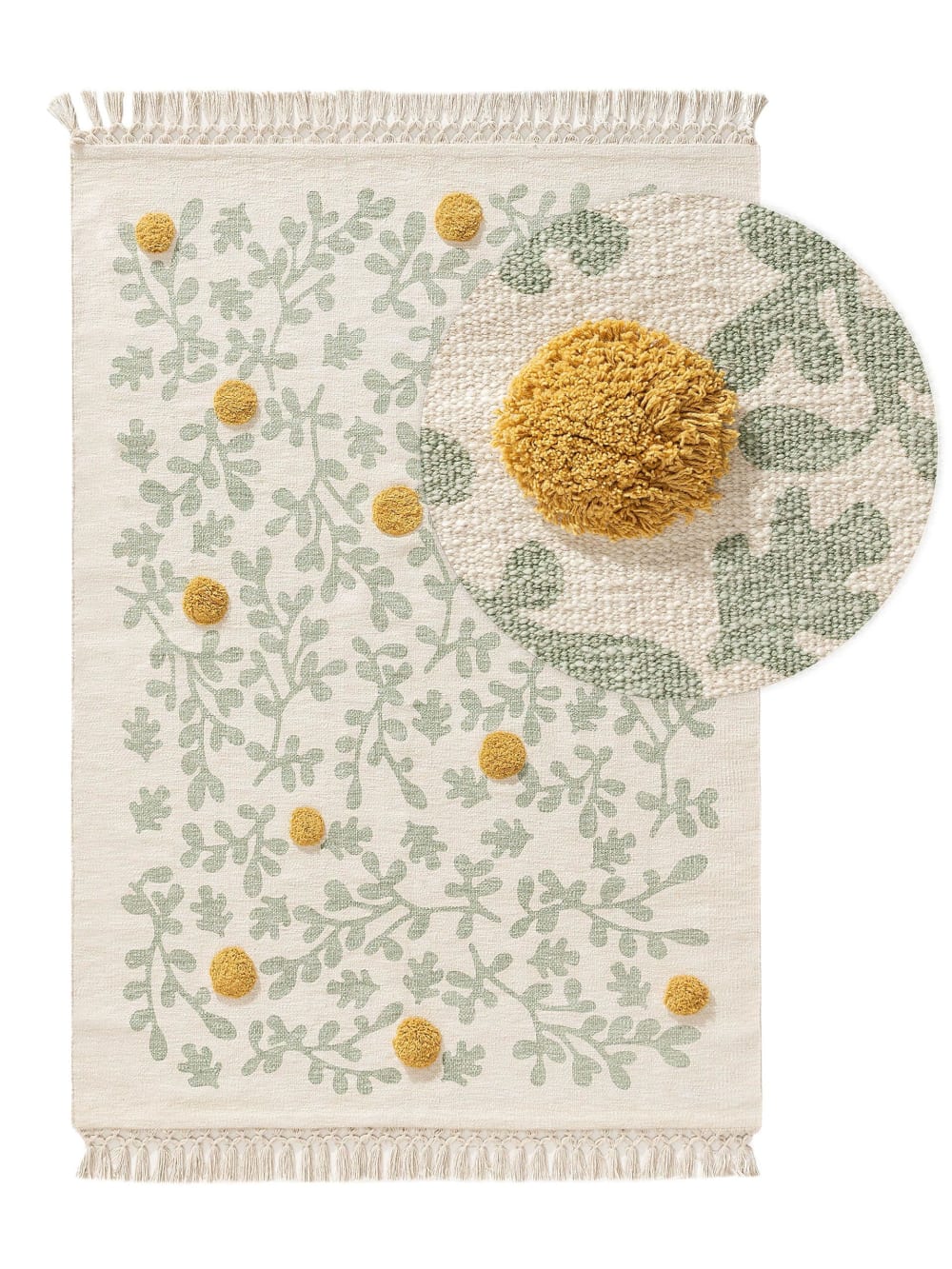 Tapis enfant crème/vert 90x130