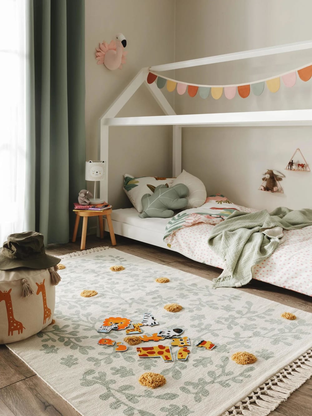 Kinderteppich cream/grün 90x130 - Maisons Du Monde