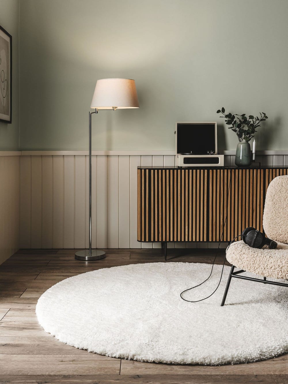 Tapis à poils longs rond crème ø 160 rond