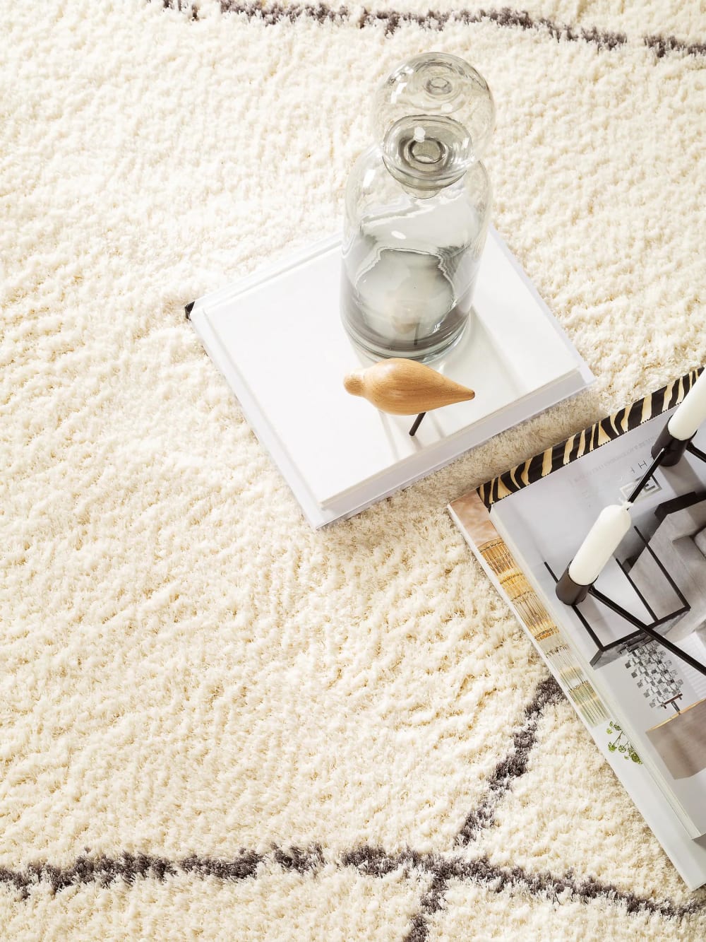 Tapis à poils longs crème 140x200 — vue 4