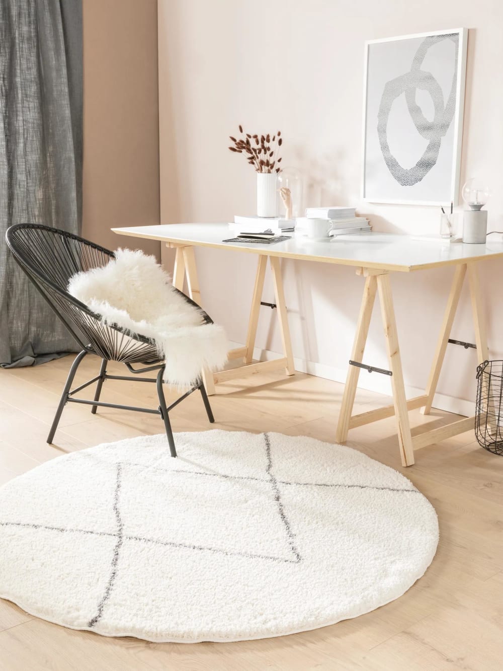 Hochflorteppich rund cream D 160 rund - Maisons Du Monde