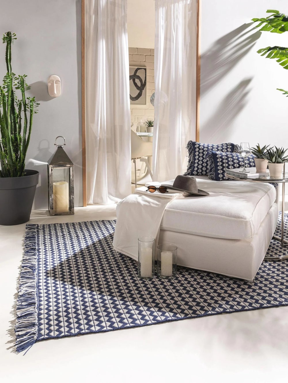 Tapis fabriqué à partir de matériaux recyclés bleu foncé 120x170 — vue 3
