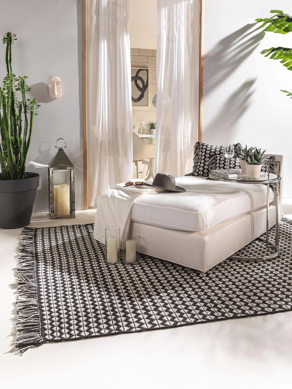 Tapis fabriqué à partir de matériaux recyclés noir & blanc 80x150 — vue 3