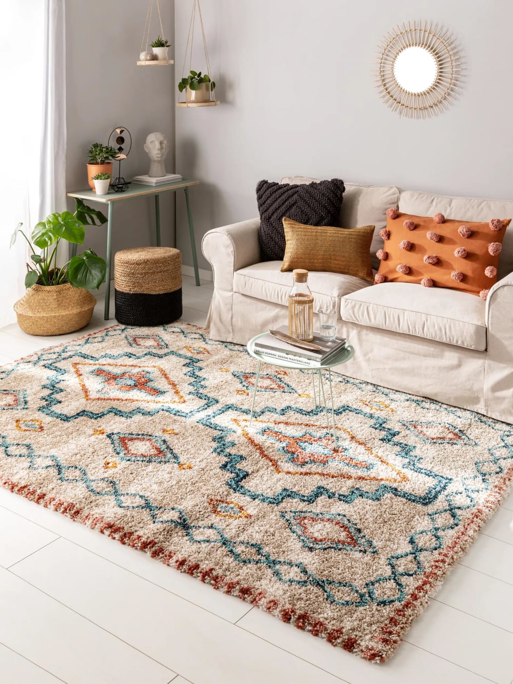 Tapis à poils longs multicouleur 160x230