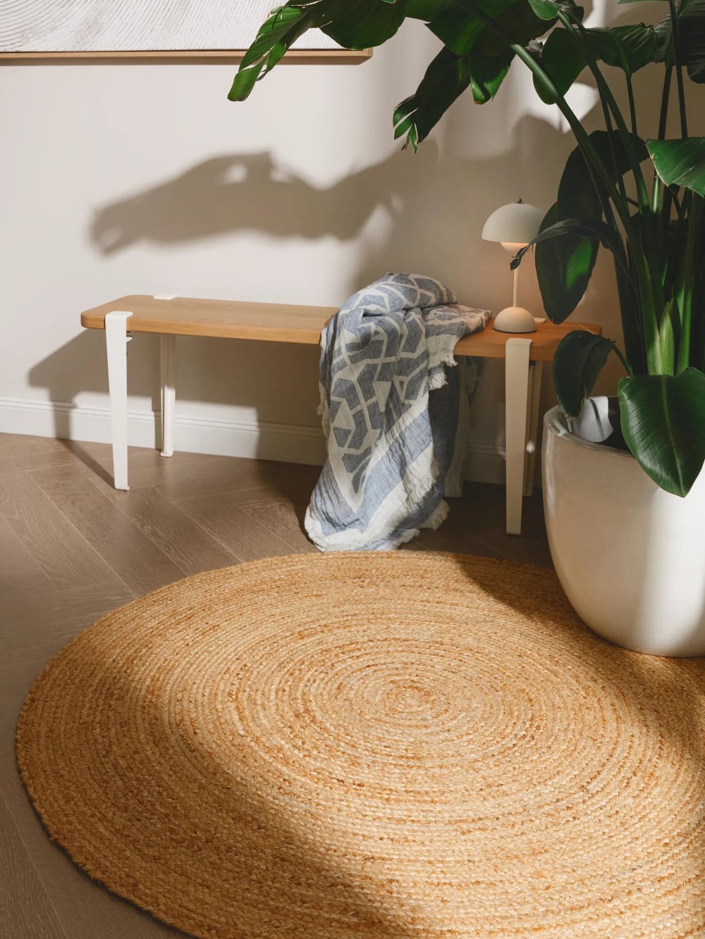 Tapis de jute marron clair D 120 rond — vue 3